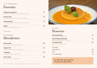 Side 2 af Restaurantens menukort