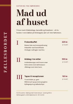 Side 1 af Catering — menuer ud af huset