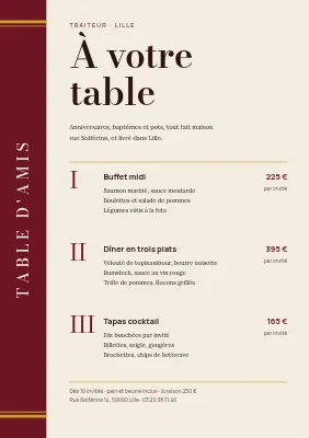Page 1 de Traiteur — menus pour les fêtes