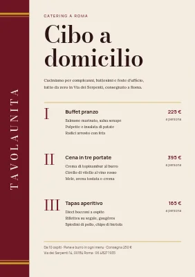 Catering — menu per feste