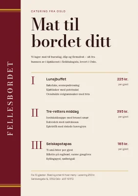 Catering — menyer til selskaper