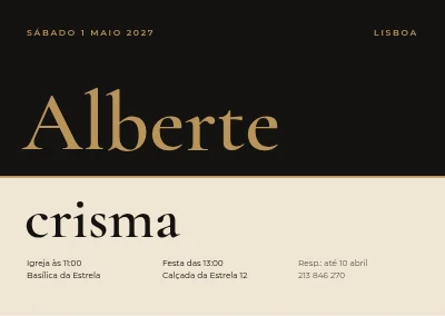 Crisma — cartão dividido preto e dourado