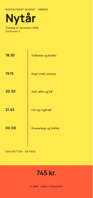 Midnat — nytårsmenu, Rønne