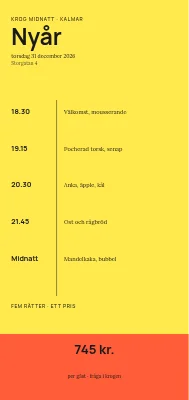 Midnat — nyårsmeny, Rønne