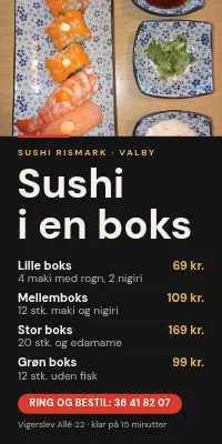 Dørplakat til sushirestaurant — sushibokse to go