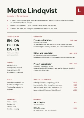 Translator CV — dictionary entry