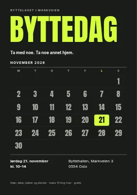 Byttedag — kalenderflyer