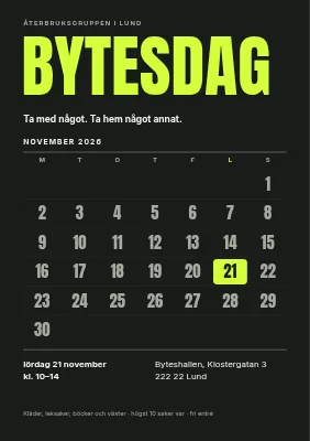 Bytardag — kalenderflyer