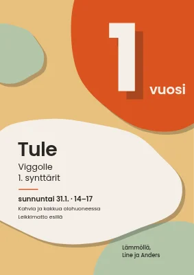 Ensimmäinen syntymäpäivä — leikatusta paperista tehty tervetuliaiskyltti