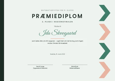 Præmiediplom — matematikkonkurrence