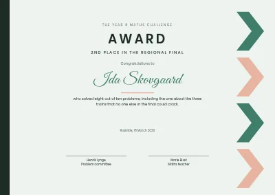 Award certificate — maths competition
