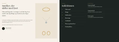 Side 2–3 af Kollektionskatalog for smykkedesigner – 16 sider