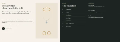 Pages 2–3 of Collection catalogue for a jewellery designer – 16 pages