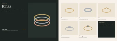 Pages 6–7 of Collection catalogue for a jewellery designer – 16 pages
