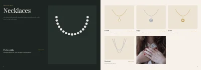 Pages 8–9 of Collection catalogue for a jewellery designer – 16 pages