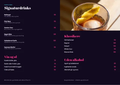 Side 2 af Cocktailbarens drinkskort