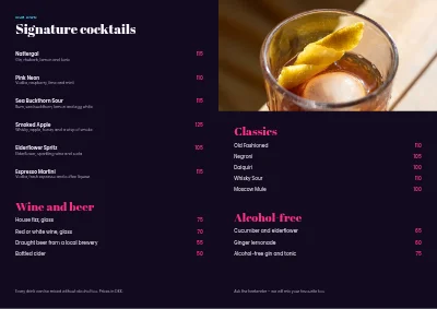 Σελίδα 2 του Cocktail bar drinks menu