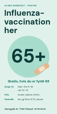 Dørplakat til klinik — influenzavaccination her
