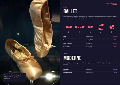 Side 4–5 af Sæsonprogram for danseskole – 16 sider
