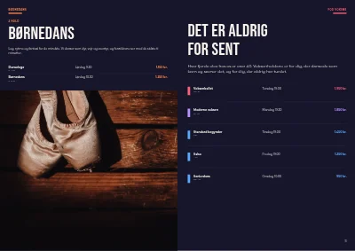 Side 10–11 af Sæsonprogram for danseskole – 16 sider