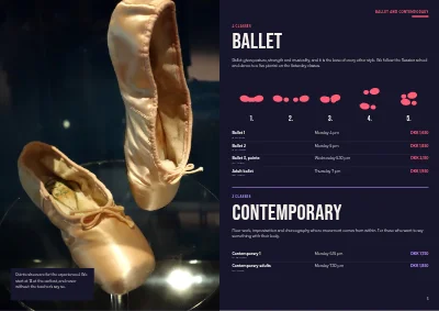 Pages 4–5 of Season programme for a dance school – 16 pages