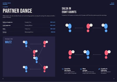 Pages 8–9 of Season programme for a dance school – 16 pages