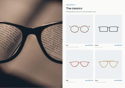 Pages 4–5 of Eyewear catalogue for an optician – 12 pages