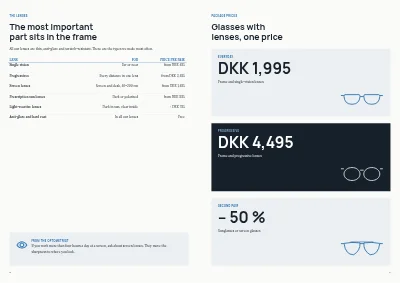 Pages 8–9 of Eyewear catalogue for an optician – 12 pages