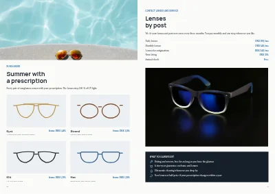 Pages 10–11 of Eyewear catalogue for an optician – 12 pages