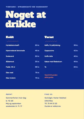 Side 2 af Strandcafé ved Vadehavet — menukort