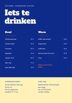 Pagina 2 van Waddenzee strandcafé — menukaart