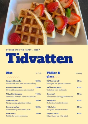 Sida 1 av Strandcafé vid Vadehavet — meny