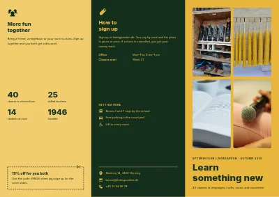 Evening school course catalogue