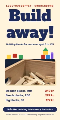 Door poster for a toy shop — building blocks for all ages