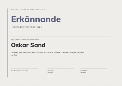 Uppskattning — designtävling