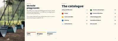 Pages 2–3 of Product catalogue for playground equipment – 24 pages