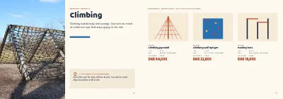 Pages 10–11 of Product catalogue for playground equipment – 24 pages