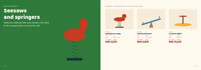 Pages 14–15 of Product catalogue for playground equipment – 24 pages