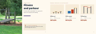 Pages 16–17 of Product catalogue for playground equipment – 24 pages