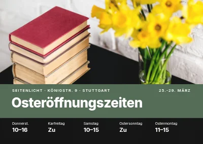 Öffnungszeiten an Ostern — Buchhandlung