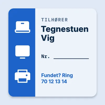 Udstyr med ejer og nummer