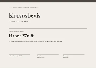 Kursusbevis — akvarel