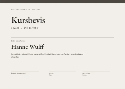 Kursbevis — akvarell