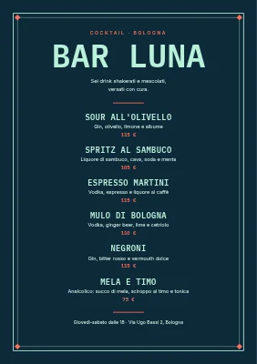Cocktail bar — menu dei drink in doppia cornice