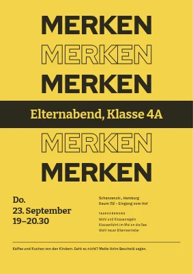 Elternabend — nicht vergessen