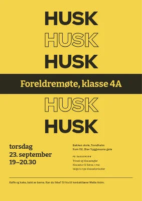 Foreldremøte — ikke glem det