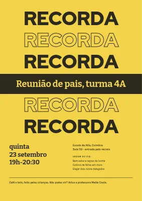 Reunião de pais — não se esqueça
