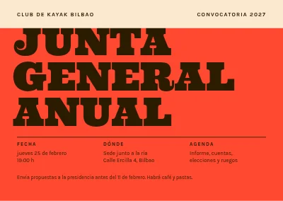 Junta general — palabra gigante sobre rojo tomate