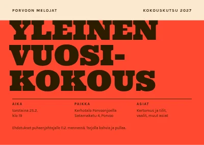 Yhtiökokous — jättisana tomaatinpunaisella