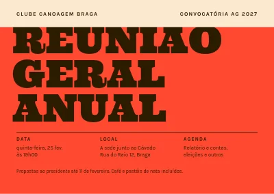 Assembleia geral — palavra gigante em vermelho tomate